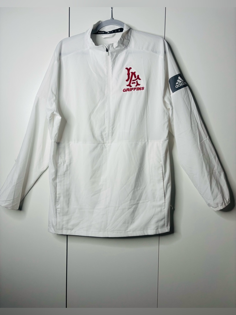 adidas White Windbreaker Pullover with Red Griffins Logo